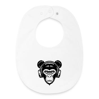 Skateboard Monkey Mane Groove Headphone Shirt - Baby Organic Bib - white - Front