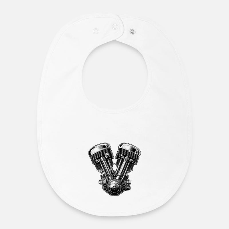 Chrome V-Twin Engine Graphic - Baby Organic Bib - white