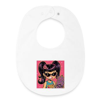 Kawaii Punk Girl Skateboard Pop Art - Baby Organic Bib - white - Front