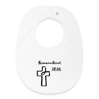 Communiant 2026 Première Communion Poisson-Croix - Bavoir bébé bio - blanc - Devant