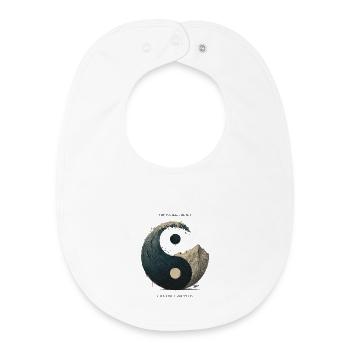 Yin Yang avec des vagues et un paysage montagneux - Bavoir bébé bio - blanc - Devant