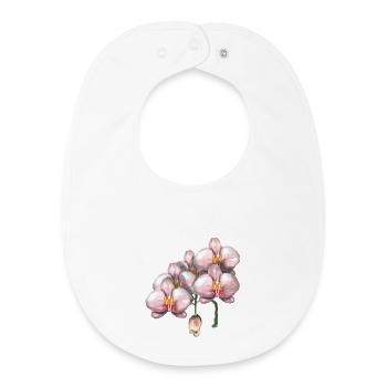 Illustration de fleurs d’orchidée rose - Bavoir bébé bio - blanc - Devant