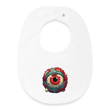 Orbe d’œil cramoisi avec crânes - Bavoir bébé bio - blanc - Devant