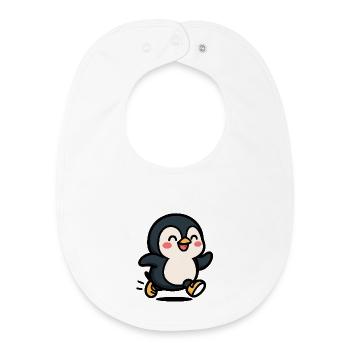 Pingouin en mouvement : saut joyeux - Bavoir bébé bio - blanc - Devant