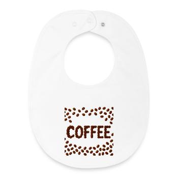 Grains de café Word Design - Bavoir bébé bio - blanc - Devant
