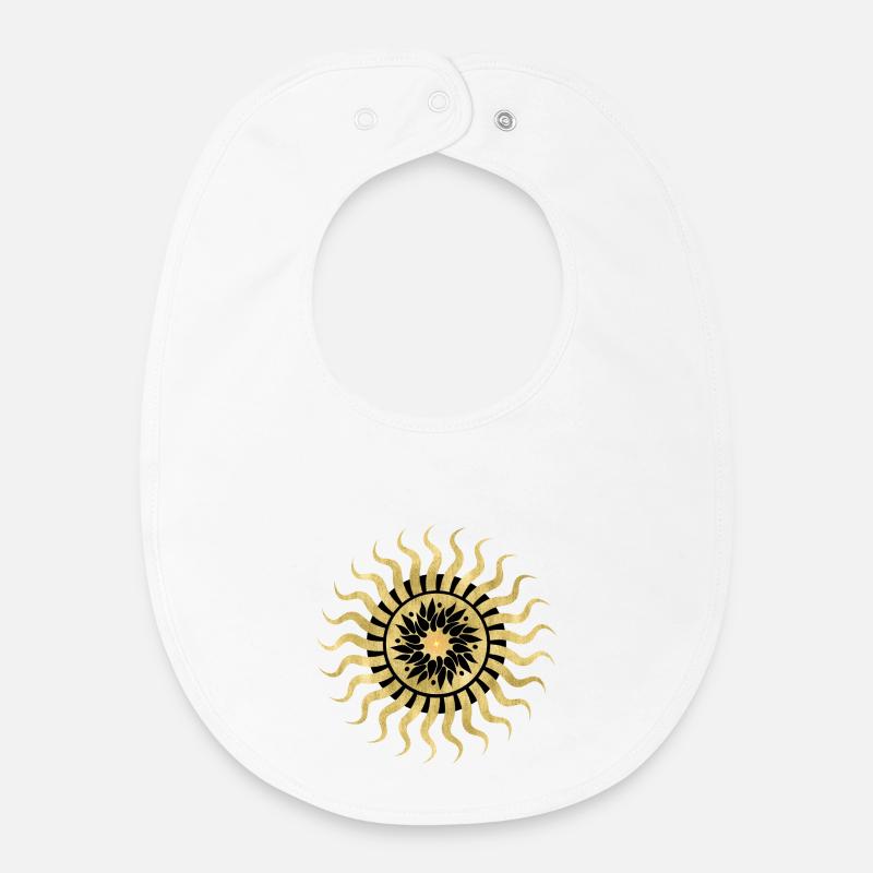 Soleil doré mandala floral - Bavoir bébé bio - blanc