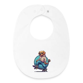 Cool dog on skateboard with sunglasses - Baby Organic Bib - white - Front