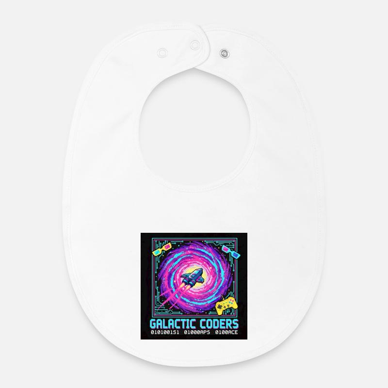 Galactic Coders Neon Pixel - Baby Organic Bib - white