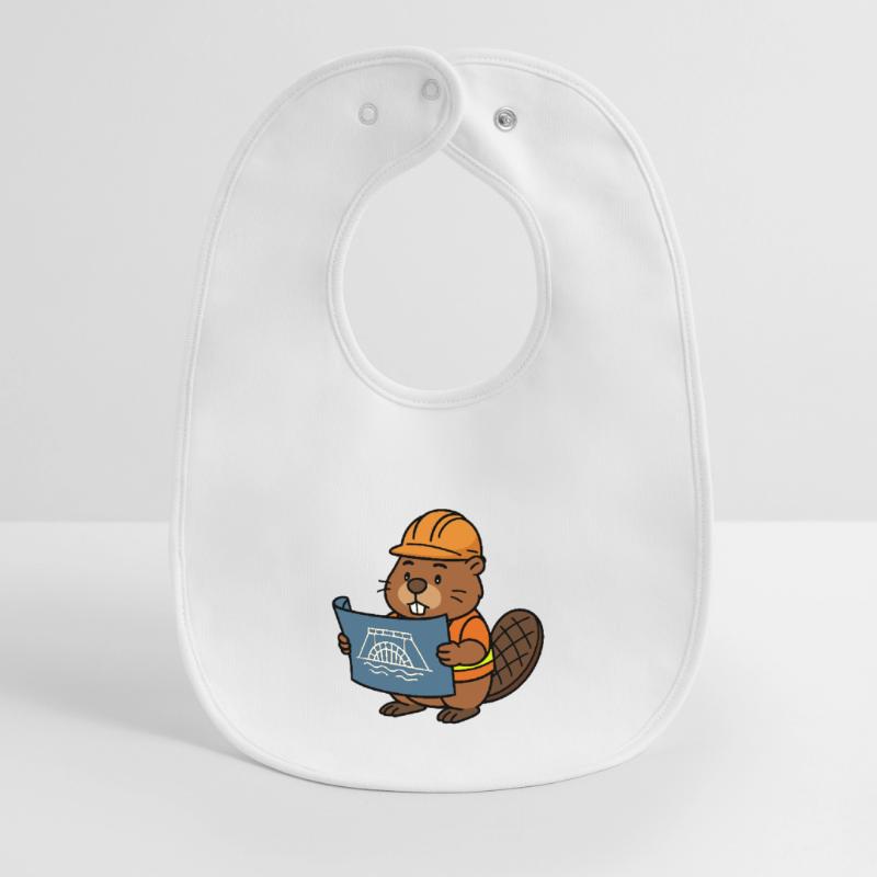 Beaver Construction Worker Bob Master Builder Plan Construction Dam Baby Organic Bib