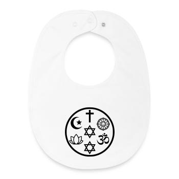  Interreligiöses Friedenssymbol | Weltreligionen - Baby Organic Lätzchen - Weiß - Vorne