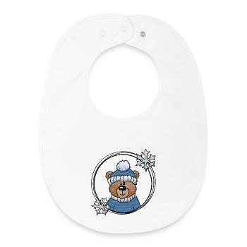 Winter Bear in Blue - Baby Organic Bib - white - Front