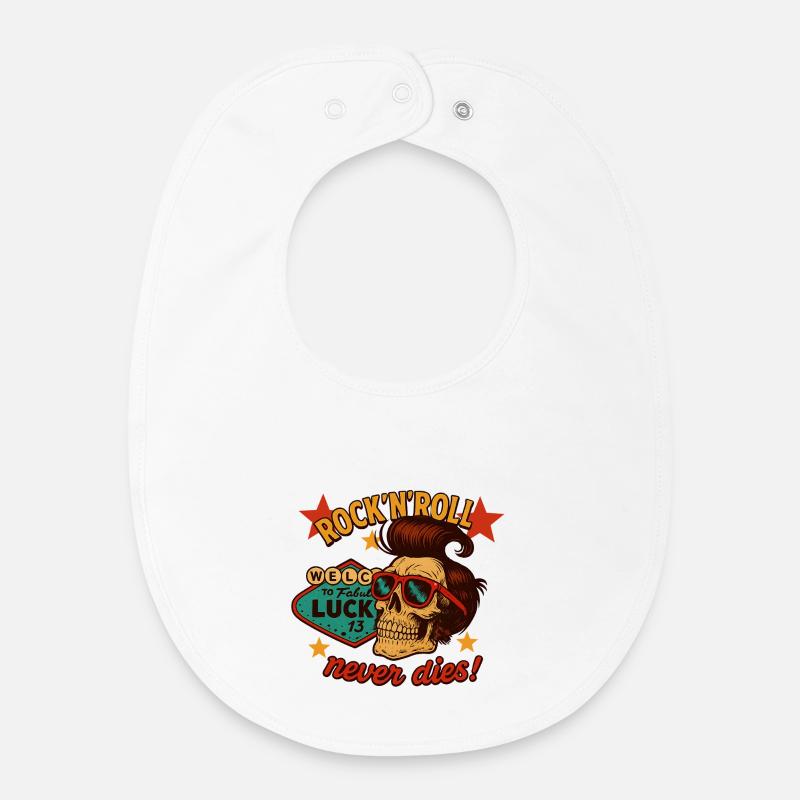 Rock'n'roll never dies! - Baby Organic Bib - white