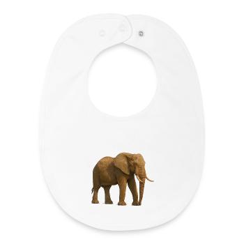 Elephant in natural tones - Baby Organic Bib - white - Front