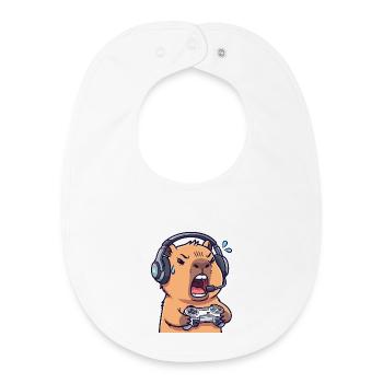 Capybara Gamer Edgy – Videospiel-Humor-T-Shirt - Baby Organic Lätzchen - Weiß - Vorne