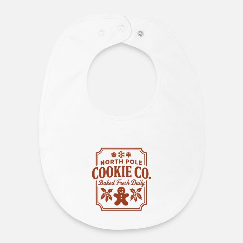 North Pole Cookie Co Cookie Logo - Baby Organic Bib - white
