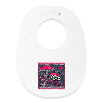 Psychedelischer Kaefer & Fliegenpilz – Retro Natur - Baby Organic Lätzchen - Weiß - Vorne