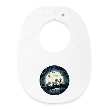 Moonlight Forest Trail with Cat, Dog and Penguin - Baby Organic Bib - white - Front