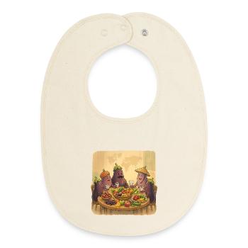 La société de l’aubergine à la table festive - Bavoir bébé bio - écru doux - Devant