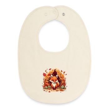 Herbstfuchs im Blätterkreis - Baby Organic Lätzchen - Natur - Vorne