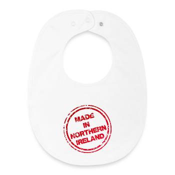 Made in N. Ireland T'shirt - Distressed Red Stamp - Baby Organic Bib - white - Front