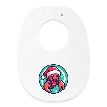 Christmas Lobster with Santa Hat - Baby Organic Bib - white - Front