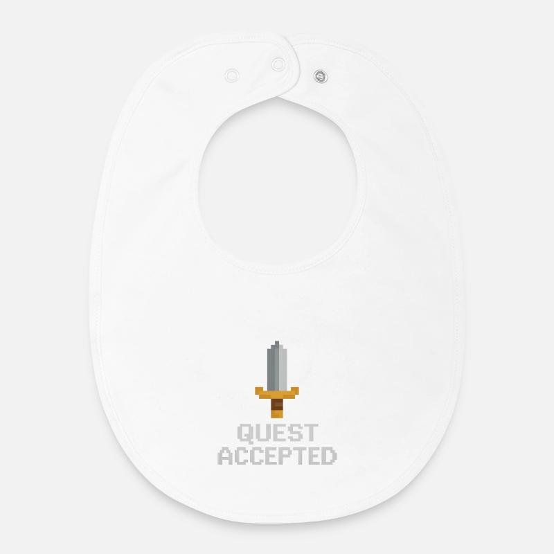 Quest Accepted Pixel Sword - Baby Organic Bib - white