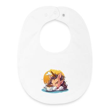 Coffee Unicorn in the Morning Light - Baby Organic Bib - white - Front