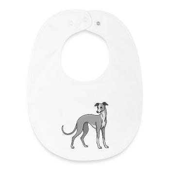 Lévrier italien - Bavoir bébé bio - blanc - Devant