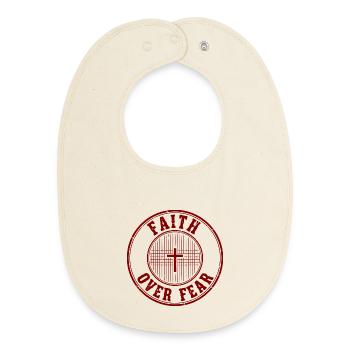 Faith Over Fear Emblem - Baby Organic Bib - soft Ecru - Front