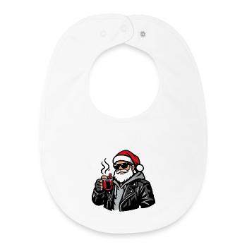Biker Santa Coffee Break - Baby Organic Bib - white - Front