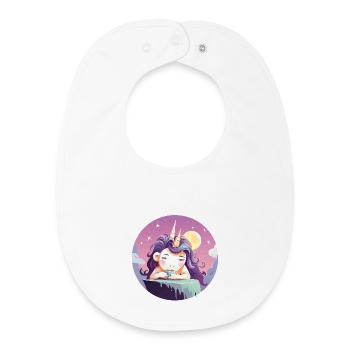 Moon tea unicorn in the evening - Baby Organic Bib - white - Front