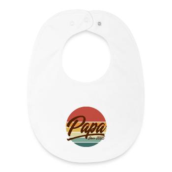 Papa seit 2025 Retro Sunset Vaterschaftsdesign - Baby Organic Lätzchen - Weiß - Vorne