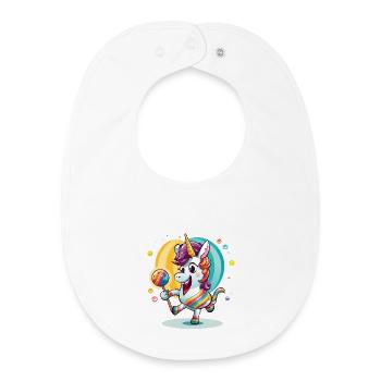 Licorne arc-en-ciel avec sucette - Bavoir bébé bio - blanc - Devant