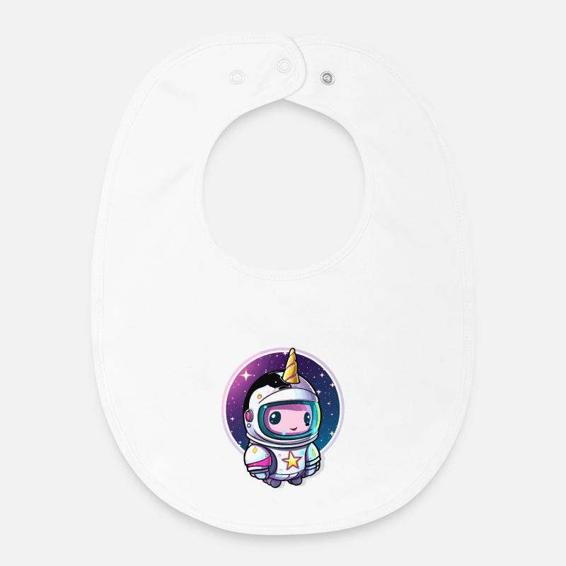 Astronaute Unicorn Chibi Space - Bavoir bébé bio - blanc