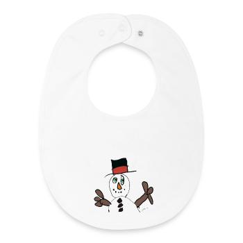 Winter Magic Snowman in Hat - Baby Organic Bib - white - Front