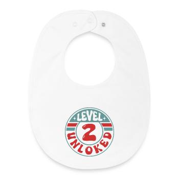 Level 2 Unlocked – Cool Gamer Birthday Design - Baby Organic Bib - white - Front