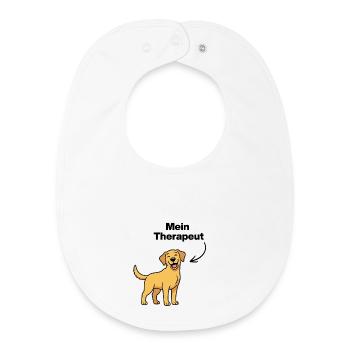 MY THERAPIST: DOG! FURRY NOSE, DOGLOVER, PAW - Baby Organic Bib - white - Front