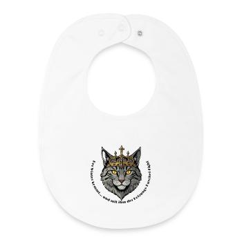 King Cat with Crown - Baby Organic Bib - white - Front