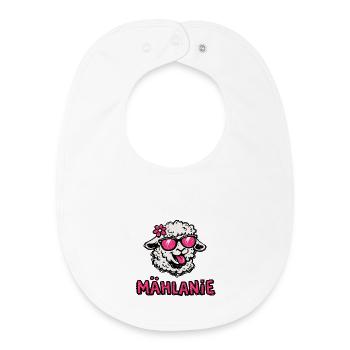Mowing Lamb with Pink Glasses Mählanie Melanie Sheep - Baby Organic Bib - white - Front