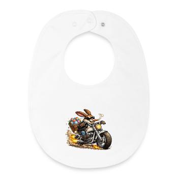 Osterhäschen auf Motorrad - Baby Organic Lätzchen - Weiß - Vorne