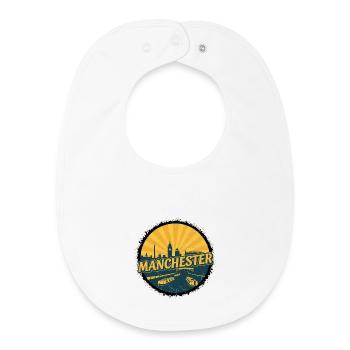 Manchester City Skyline Vintage Canal Badge - Baby Organic Bib - white - Front