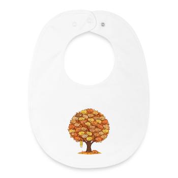 Katzenbaum Herbst - Süße schlafende Katzen Design - Baby Organic Lätzchen - Weiß - Vorne