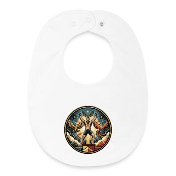 Motif de l’emblème du triomphe du héros : Athlète, sportif, sportif - Bavoir bébé bio - blanc - Devant