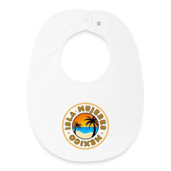 Isla Mujeres Sunset Palm Abzeichen - Baby Organic Lätzchen - Weiß - Vorne