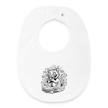 Flaming Cat in a Warning Box Pizza - Baby Organic Bib - white - Front