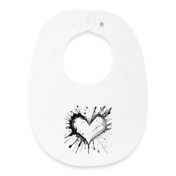 Ink Heart Splatter - Baby Organic Bib - white - Front