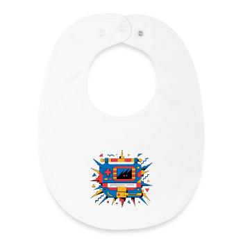 Console rétro néon - Bavoir bébé bio - blanc - Devant