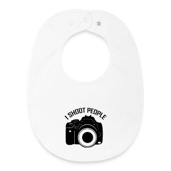 I Shoot People – Funny Photographer Camera Design - Baby Organic Bib - white - Front