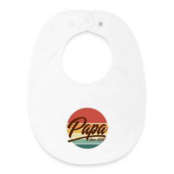 Papa depuis 2012 Design rétro vintage Sunset - Bavoir bébé bio - blanc - Devant
