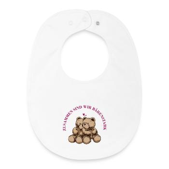 Ensemble, nous sommes forts comme un ours – Mignons ours en peluche - Bavoir bébé bio - blanc - Devant